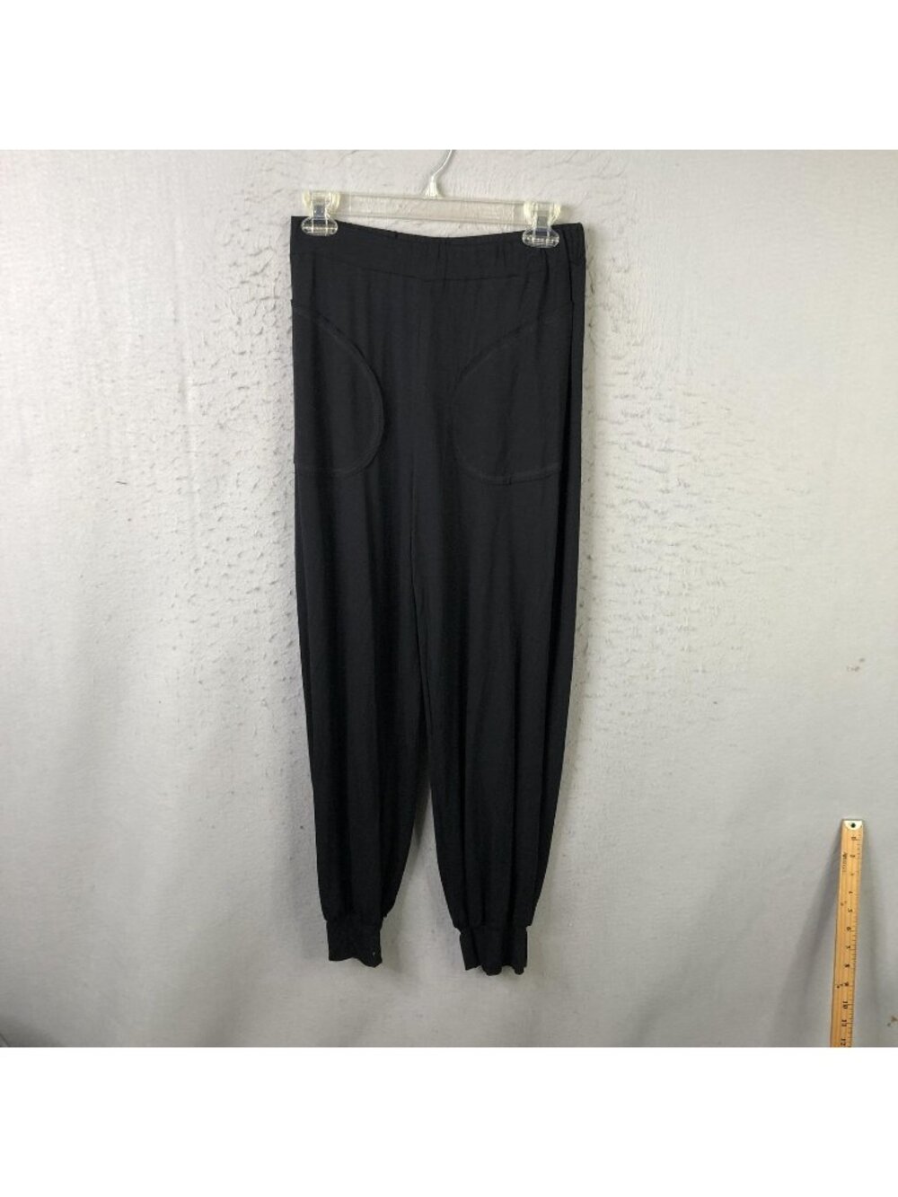 XD Xenia Design Pants Womens Small Black Jersey Jogger Elastic Cuff PUFO